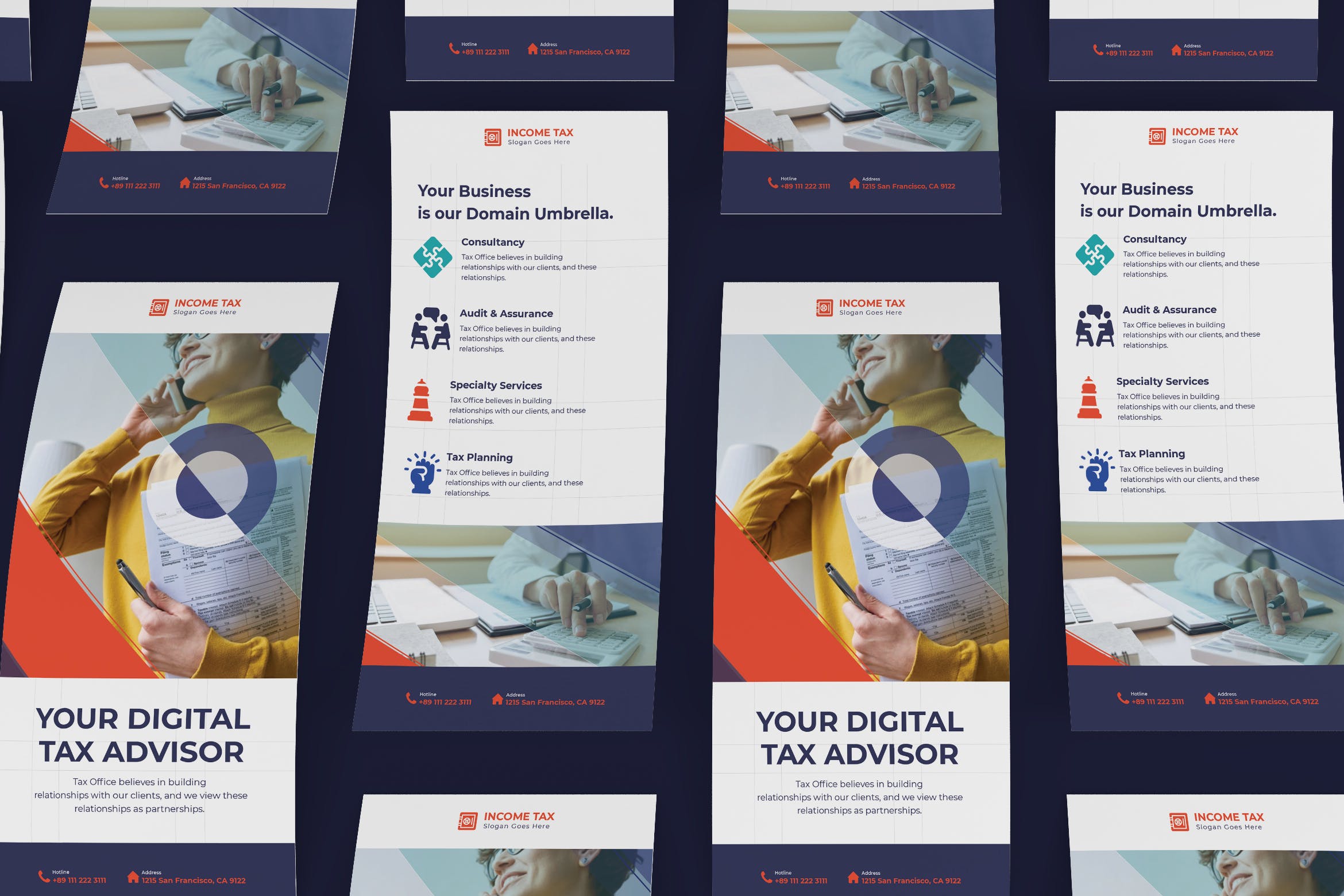 所得税业务商业广告宣传卡PSD模板 Income Tax DL Rackcard PSD Template插图