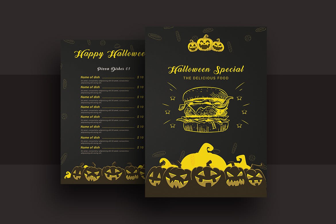 万圣节特色餐厅菜谱素材库精选菜单模板v2 Halloween Special Restaurant Food Menu V-2插图