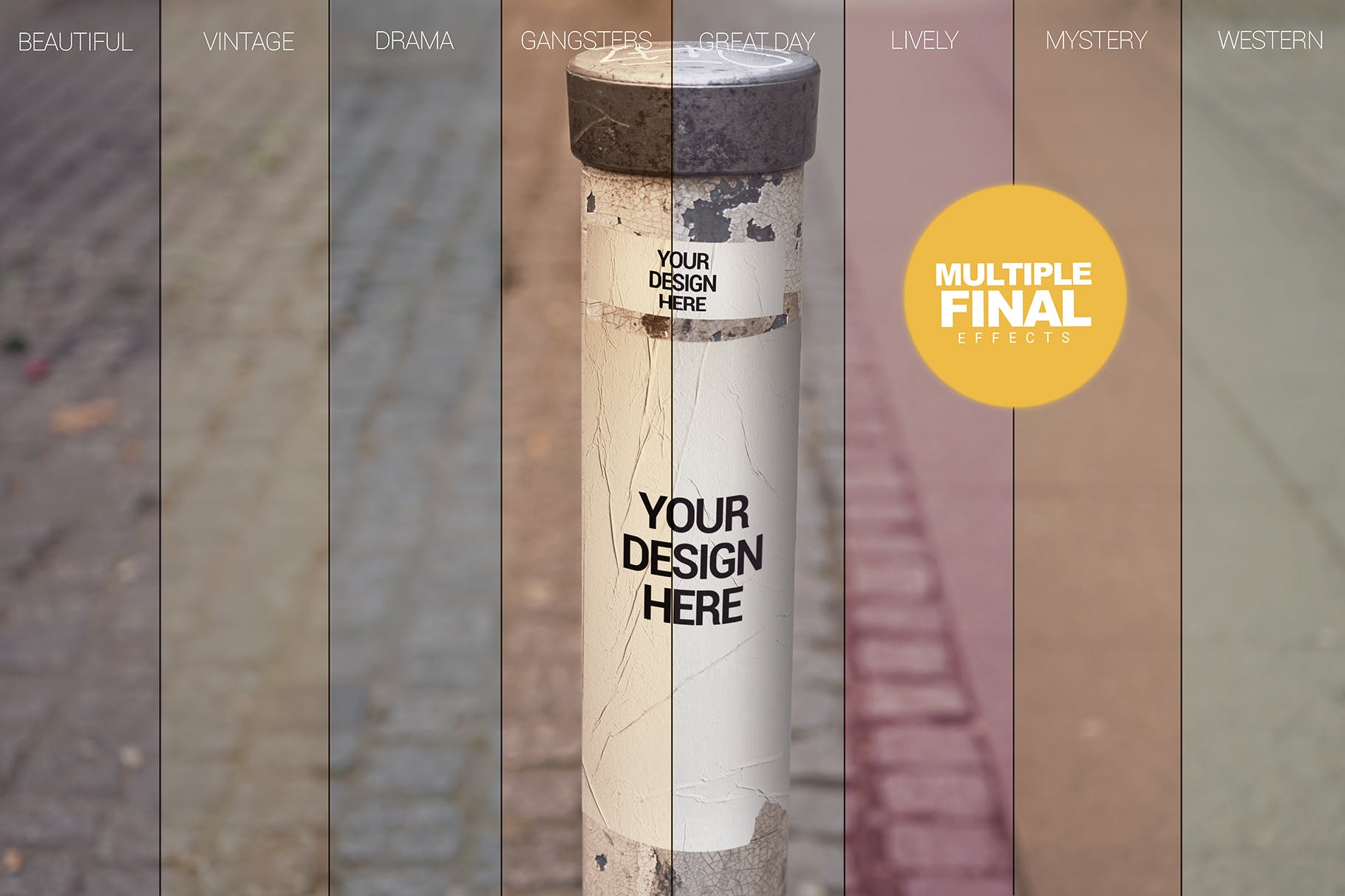 城市圆柱标志/海报张贴效果样机模板 Urban Sign Mockup插图(4)