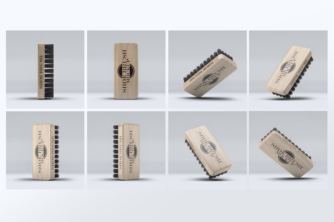 鞋刷品牌Logo设计预览样机模板 Shoe Brush Mock-Up插图(1)