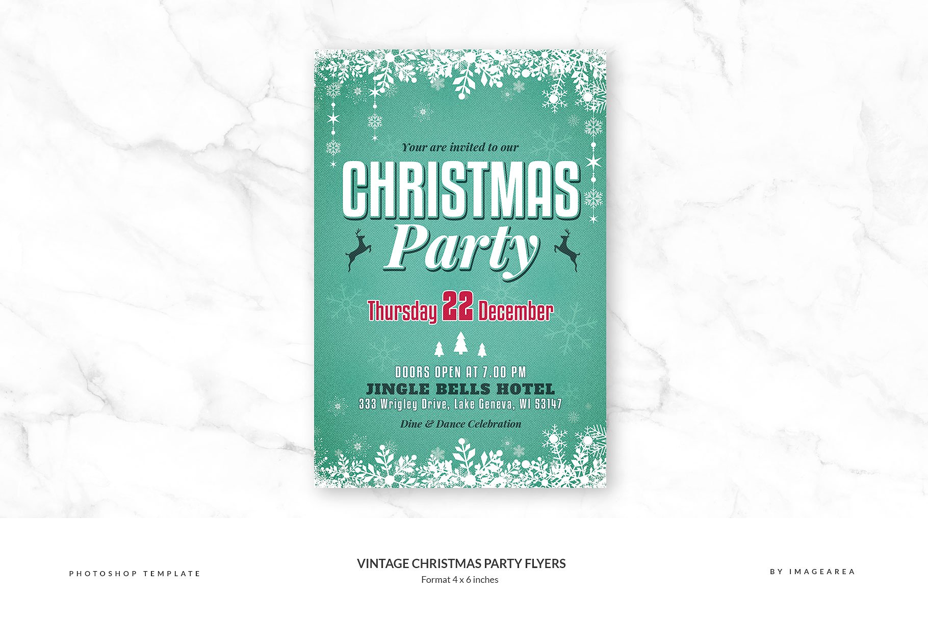 复古圣诞派对宣传单设计素材 Vintage Christmas Party Flyers插图(1)