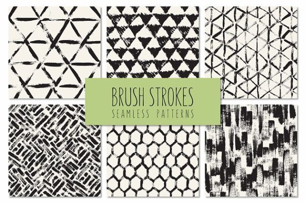 笔刷笔画图案无缝图案背景v5 Brush Strokes. Seamless Patterns v.5
