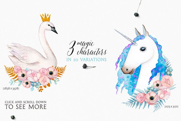 神奇白色魔法水彩插画集 WHITE MAGIC watercolor set插图(3)