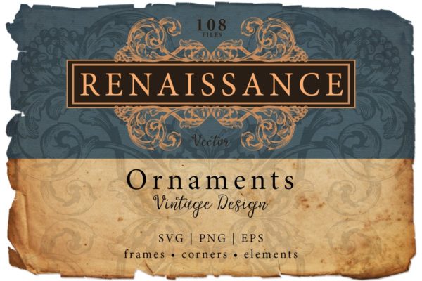 华丽复古页面装饰元素矢量插画