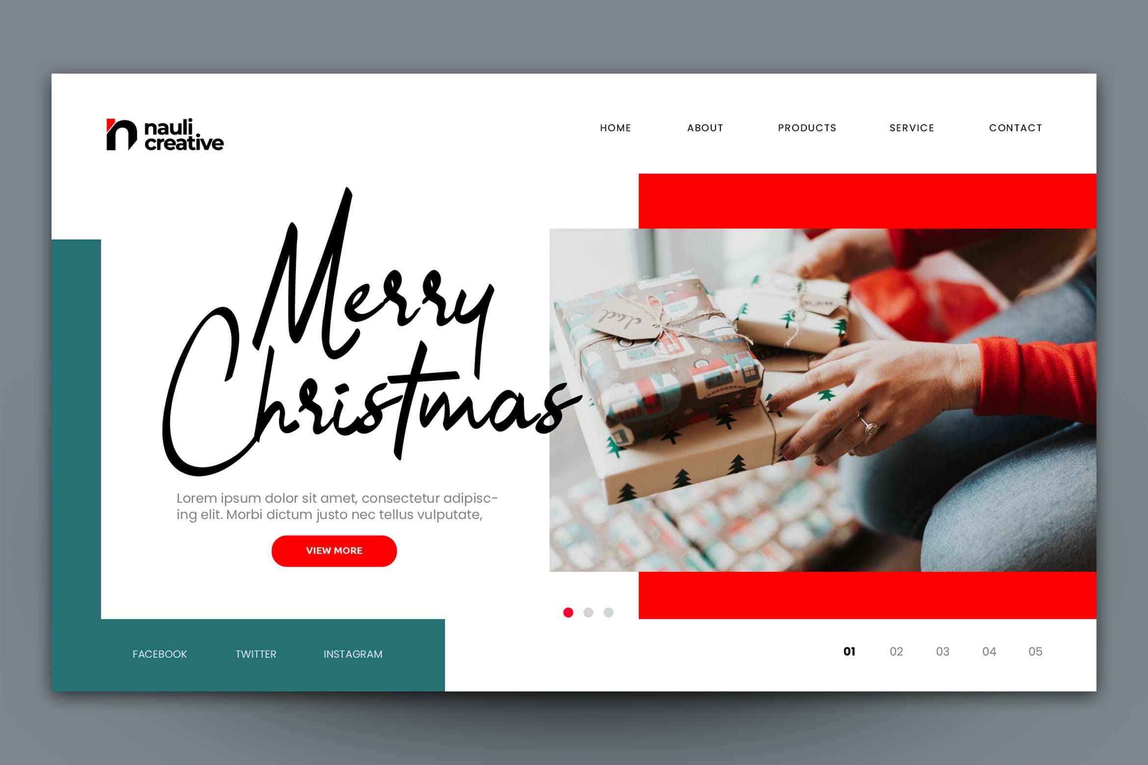 圣诞节主题背景网站着陆页设计AI&PSD模板v6 Merry Christmas Web Landing Page AI and PSD Vol.6插图
