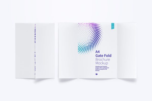 对折门折页风格A4尺寸传单样机模板05 A4 Gate Fold Brochure Mockup 05