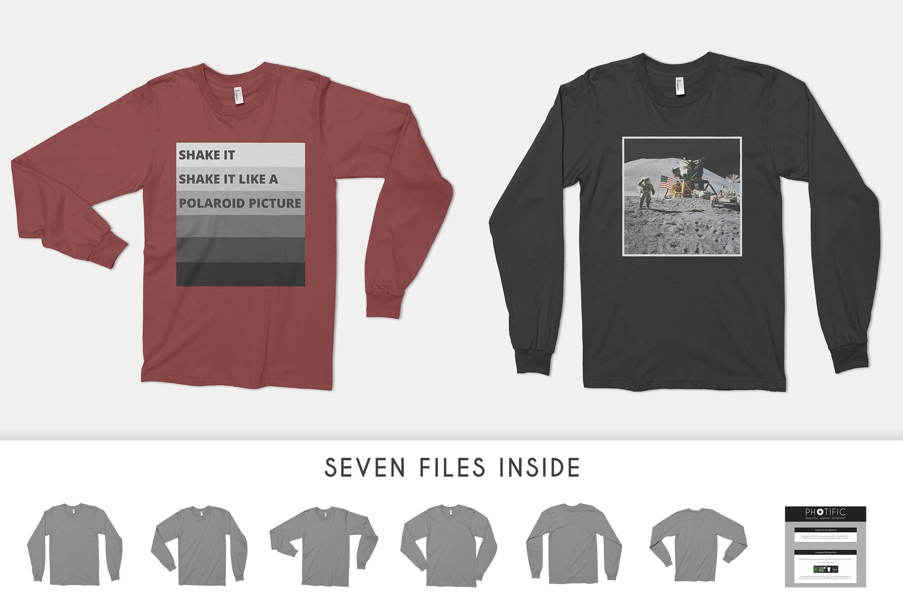 罗纹收口袖长袖T恤样机模板 American Apparel 2007 Shirt Mockups插图(2)