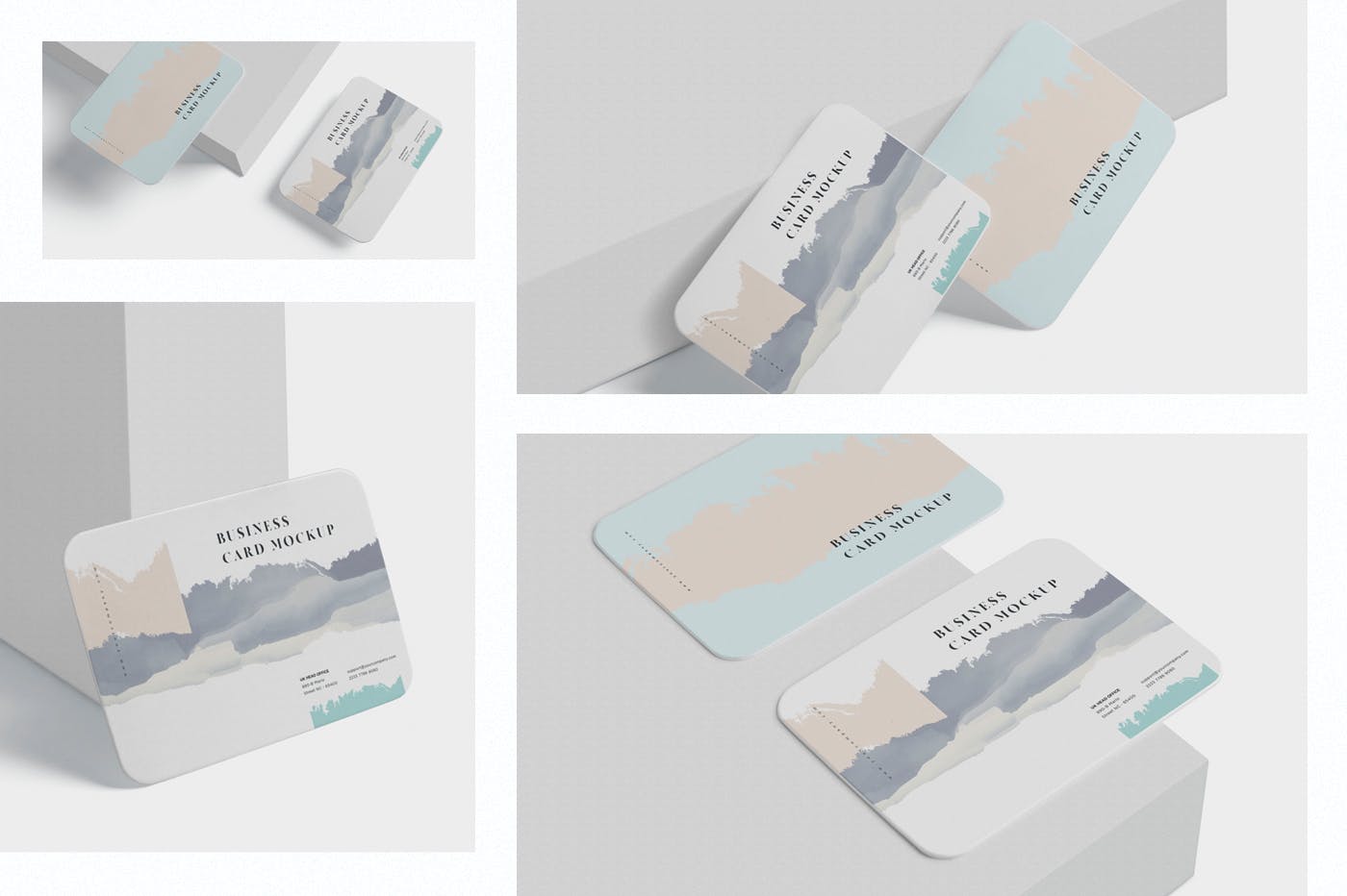 圆角名片设计桌面摆放效果图样机模板 Business Card Mockup Round Corners插图(1)