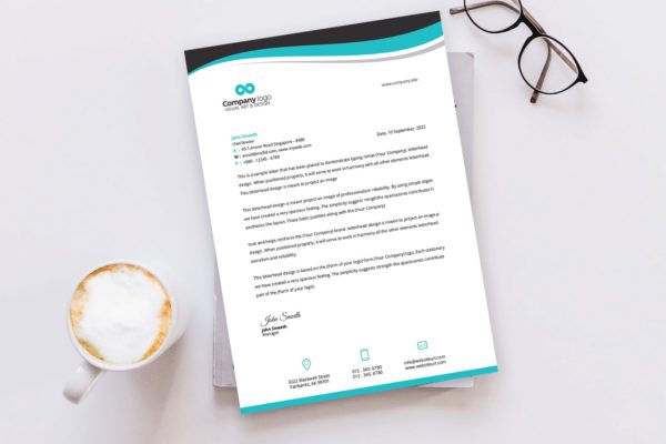 科技企业标准信纸设计模板 Letterhead
