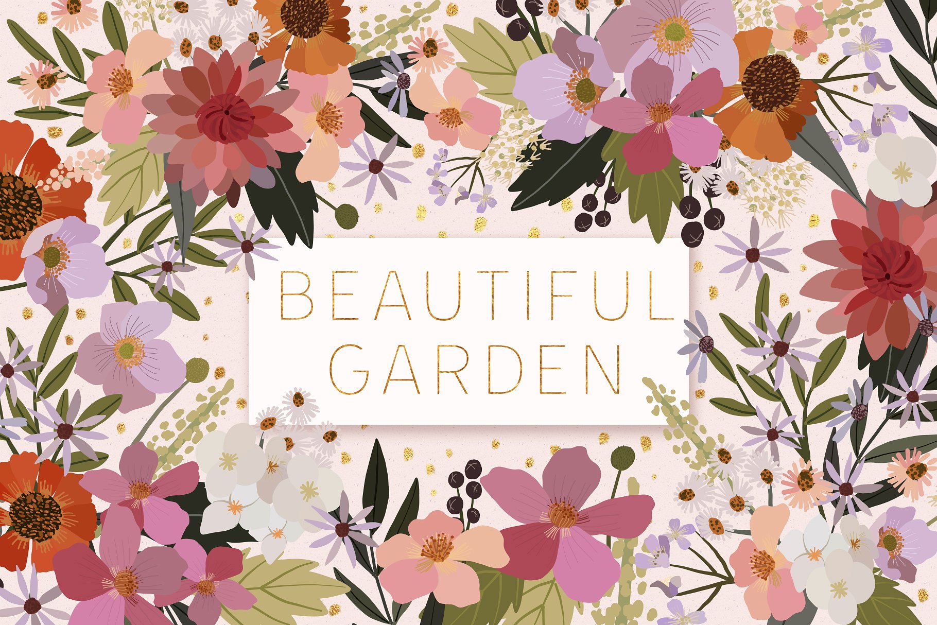 美丽的手绘花园植物矢量插图 Beautiful Garden Vector Collection插图