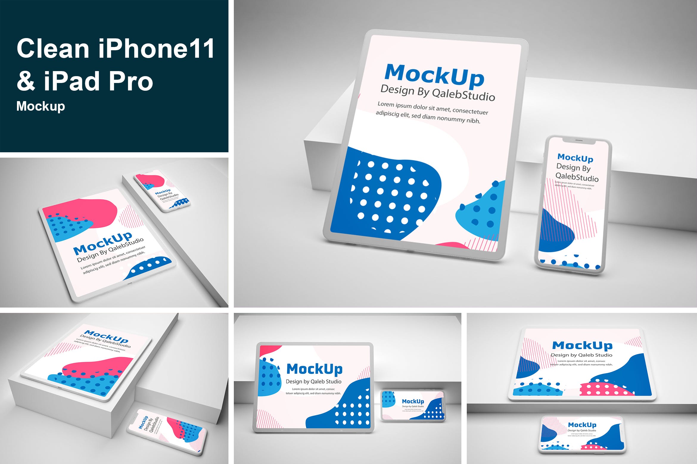 简约风格iPhone 11&iPad Pro屏幕界面预览素材库精选样机 Clean iPhone 11 & iPad Pro插图