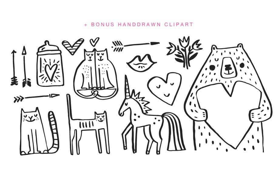 110个手写风格情人节浪漫祝福语插画 Valentine’s Day Lettering Pack插图(6)