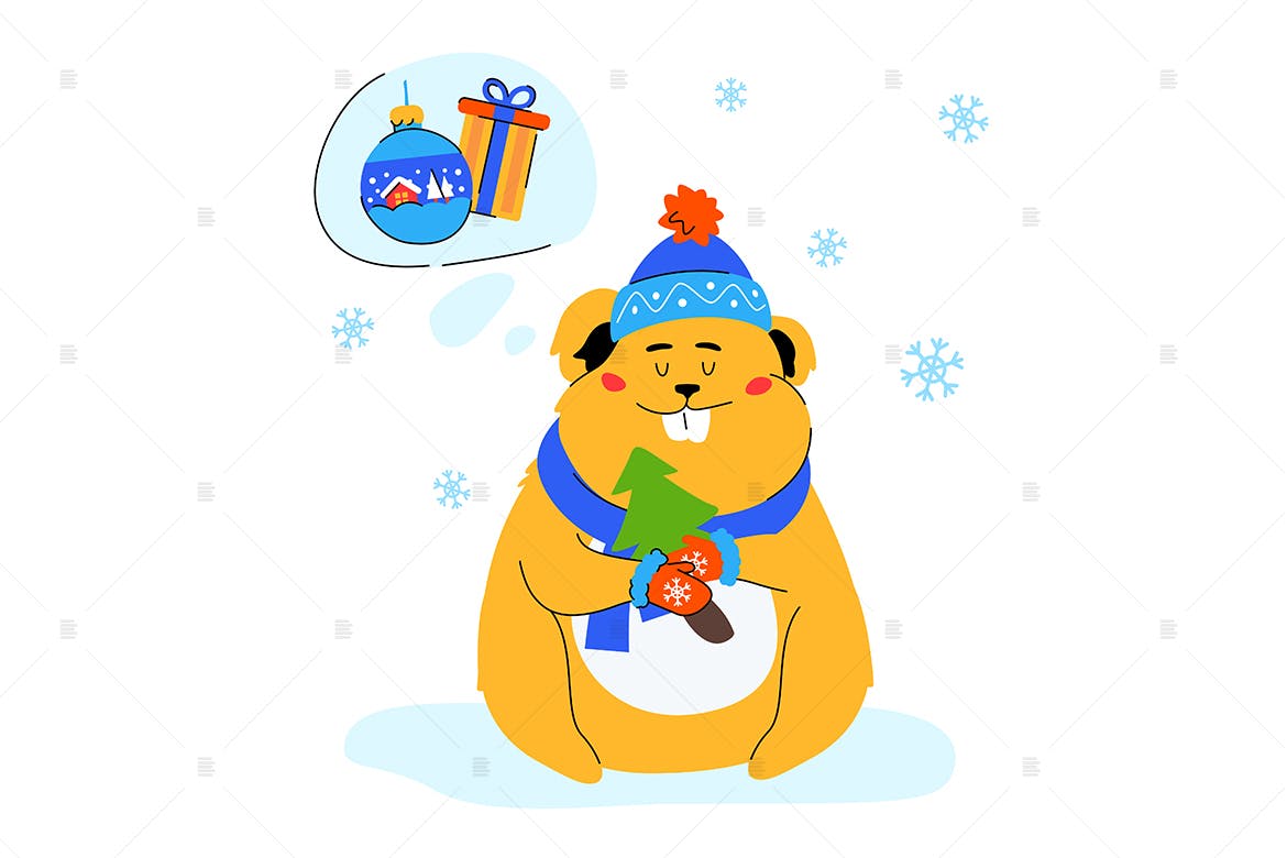 新年主题扁平设计风格矢量插画素材库精选素材 Happy New Year – flat design style illustration插图