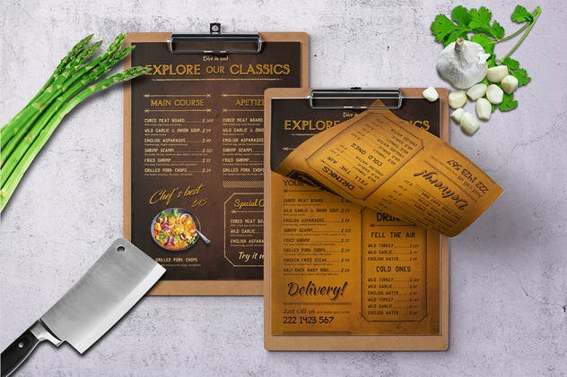 咖喱美食复古餐饮菜单PSD模板下载 Curry World Retro Menu Bundle插图(6)