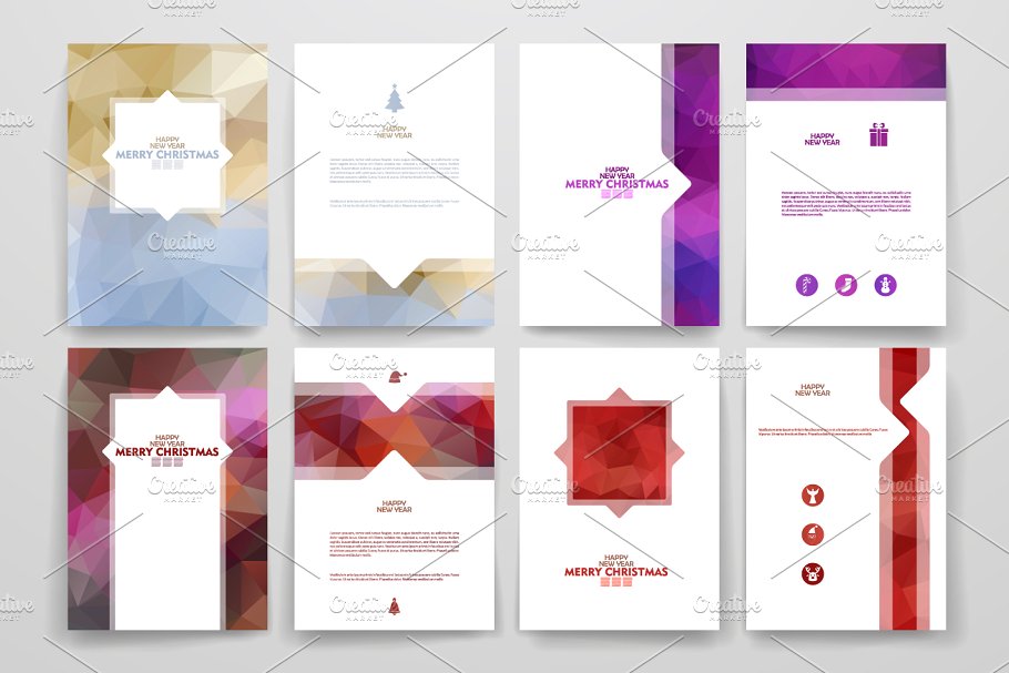 圣诞节主题背景小册子模板 Merry Christmas brochures插图