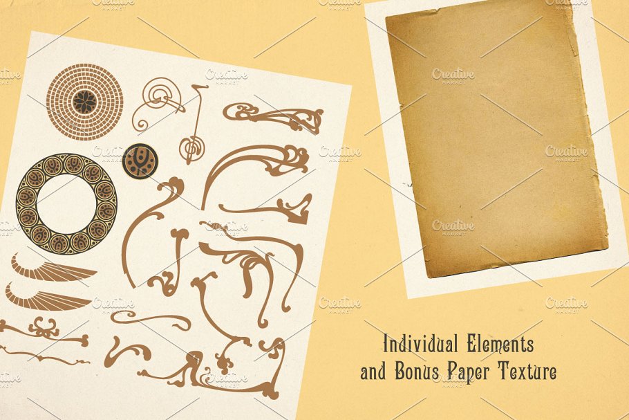 新艺术背景与框架设计素材 Art Nouveau Backgrounds and Frames插图(3)