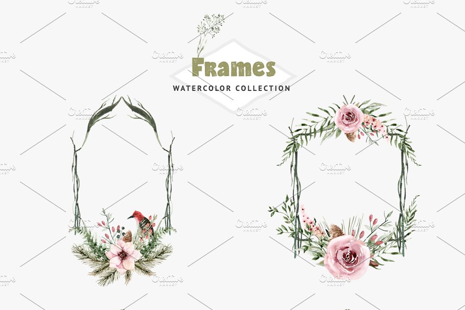 森林的气息水彩剪贴画元素 Watercolor Forest Scent插图(5)