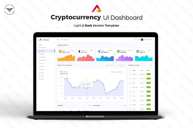 加密比特货币特别交易管理后台仪表盘UI套件 Cryptocurrency Admin Dashboard UI Kit插图(1)
