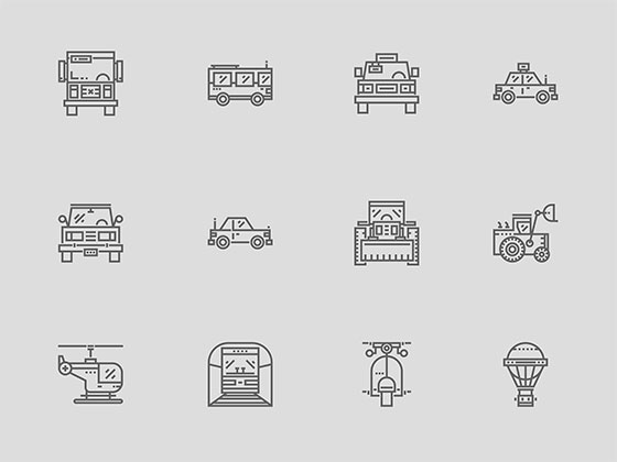 30 枚运输工具线性图标素材之家精选sketch素材