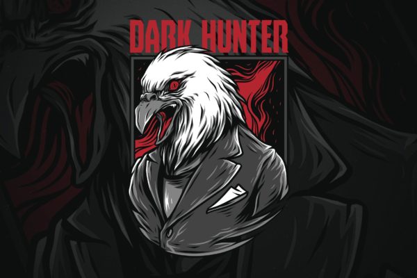 黑暗猎鹰潮牌T恤印花图案素材库精选设计素材 Dark Hunter