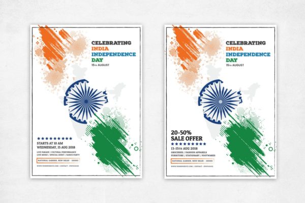 印度独立日活动宣传主题传单模板 Indian Independence Day &amp; Offer Flyer