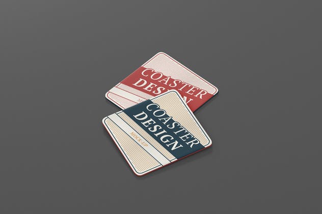 高品质圆角方形杯垫样机 Square Coaster Mock-Up Round Corner插图(3)