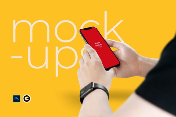 手持iPhone 11手机APP&amp;网站界面设计预览样机 Holding iPhone 11 Mockup