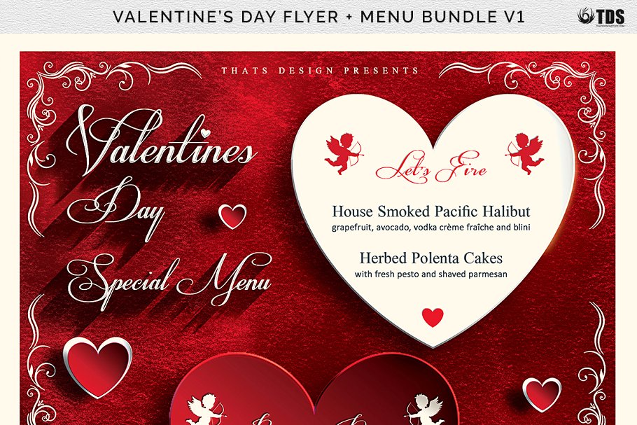 情人节主题传单PSD模板v1 Valentines Day Flyer+Menu PSD V1插图(6)