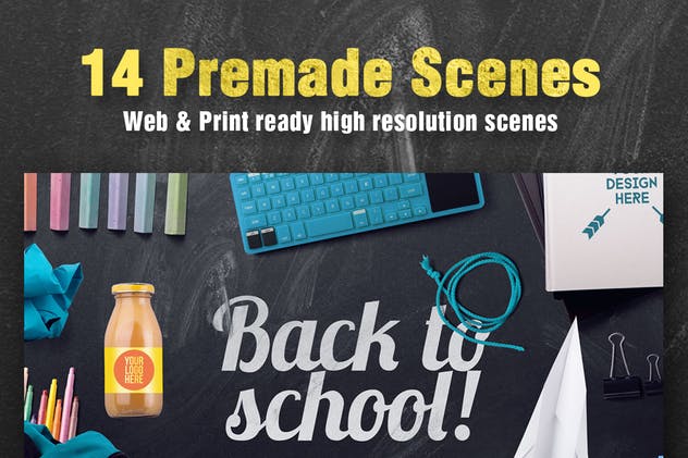 开学季巨无霸广告图场景模板 Back To School Mockup & Hero Image Scene Generator插图(3)