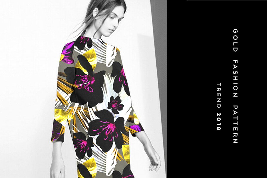 带叶花卉无缝纹理 Seamless floral patterns with leaves插图(1)