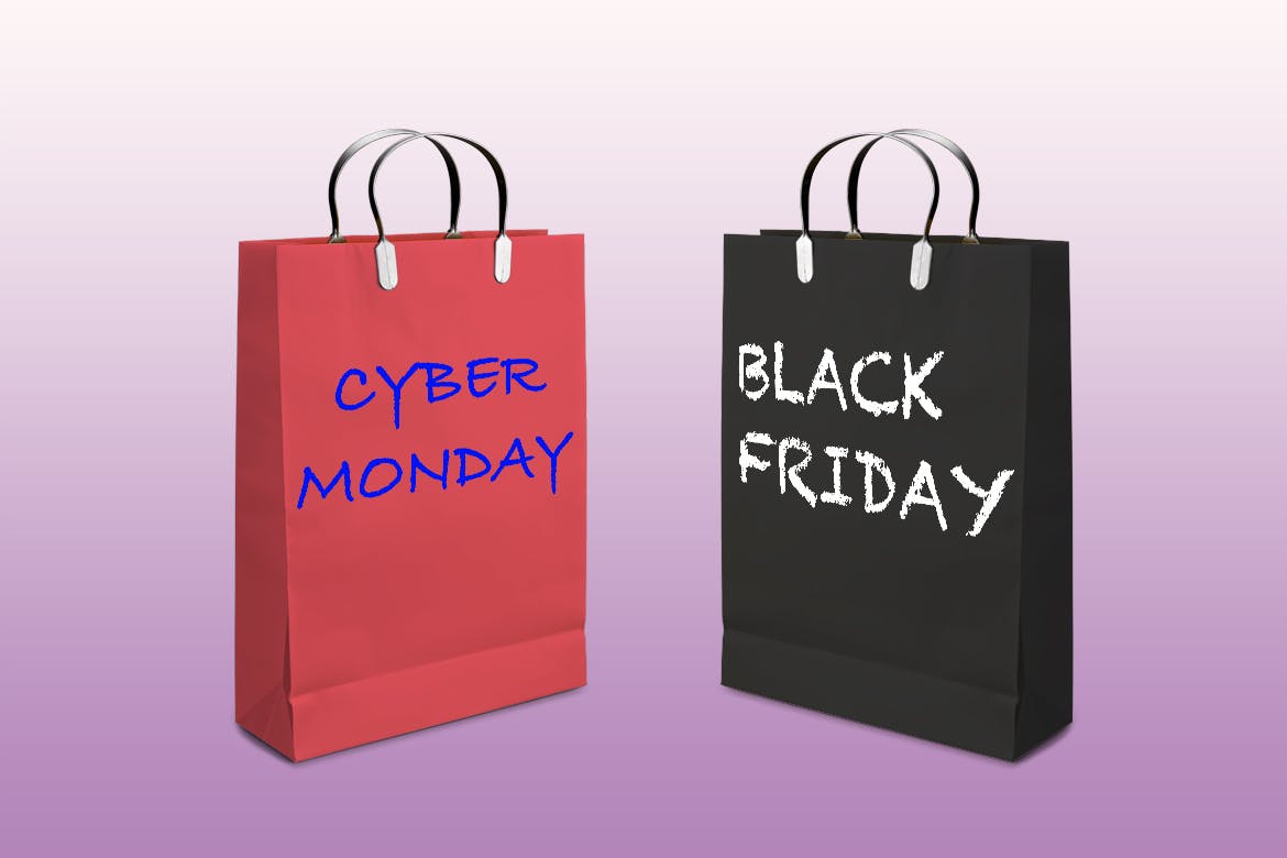 网络星期一/黑色星期五促销日购物袋设计样机01 Business days mockup_01插图(2)