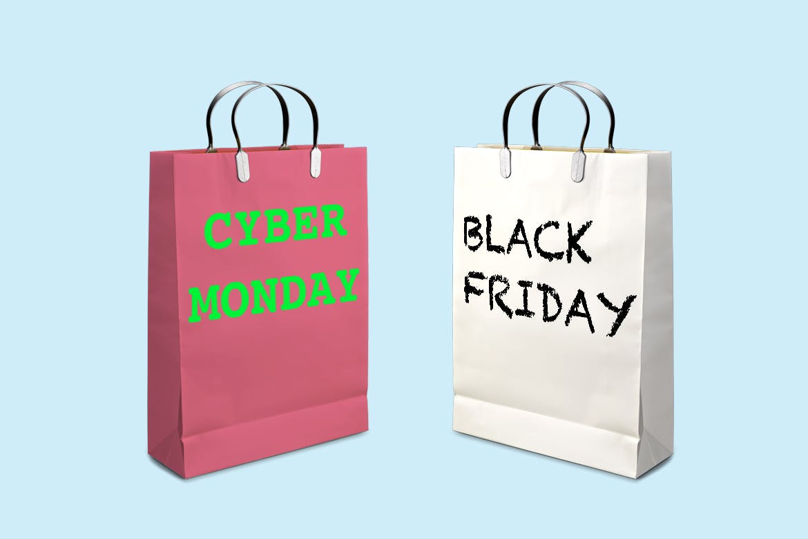 网络星期一/黑色星期五促销日购物袋设计样机01 Business days mockup_01插图(3)