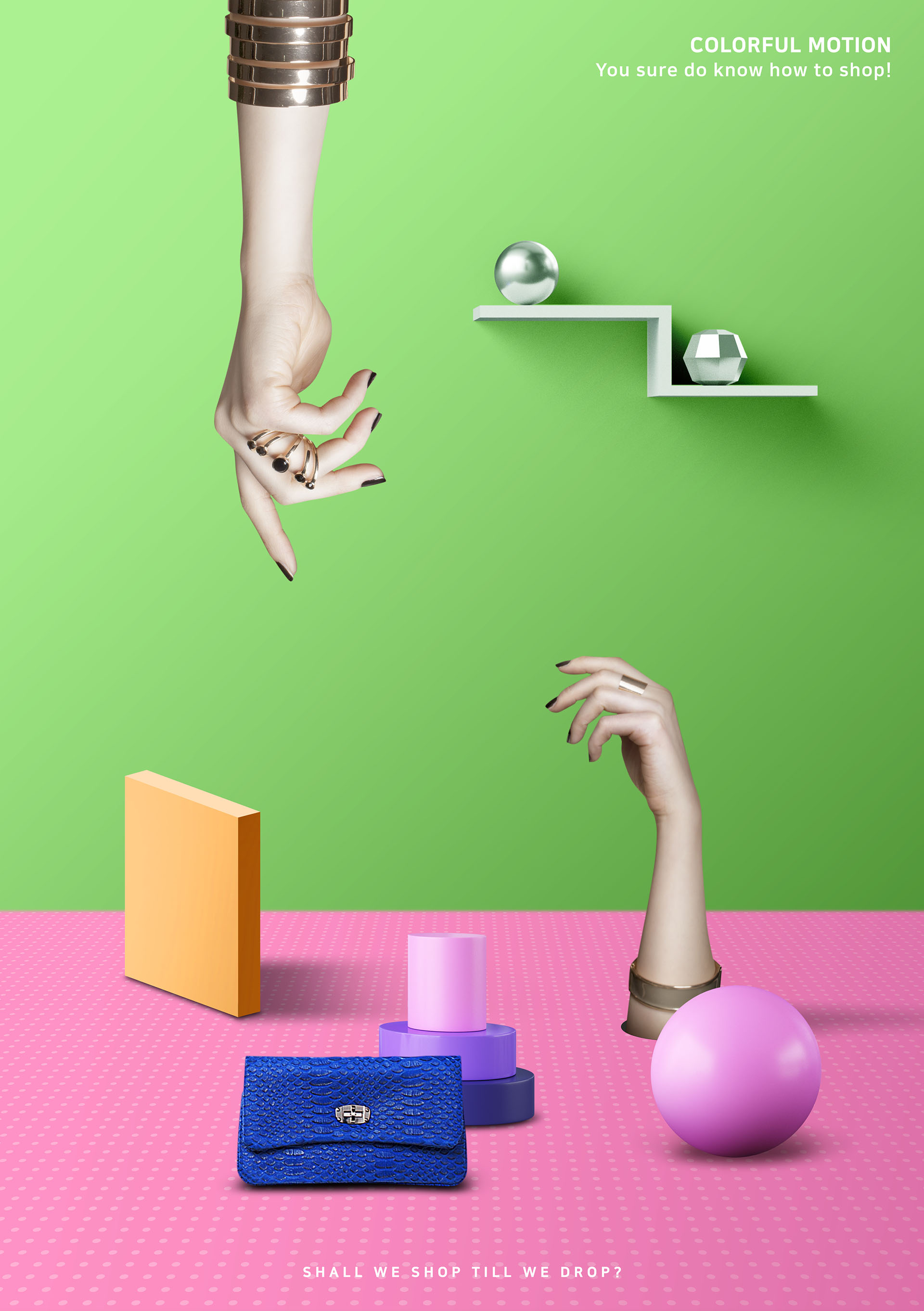 时尚三维空间立体创意电商海报模板PSD下载插图(8)