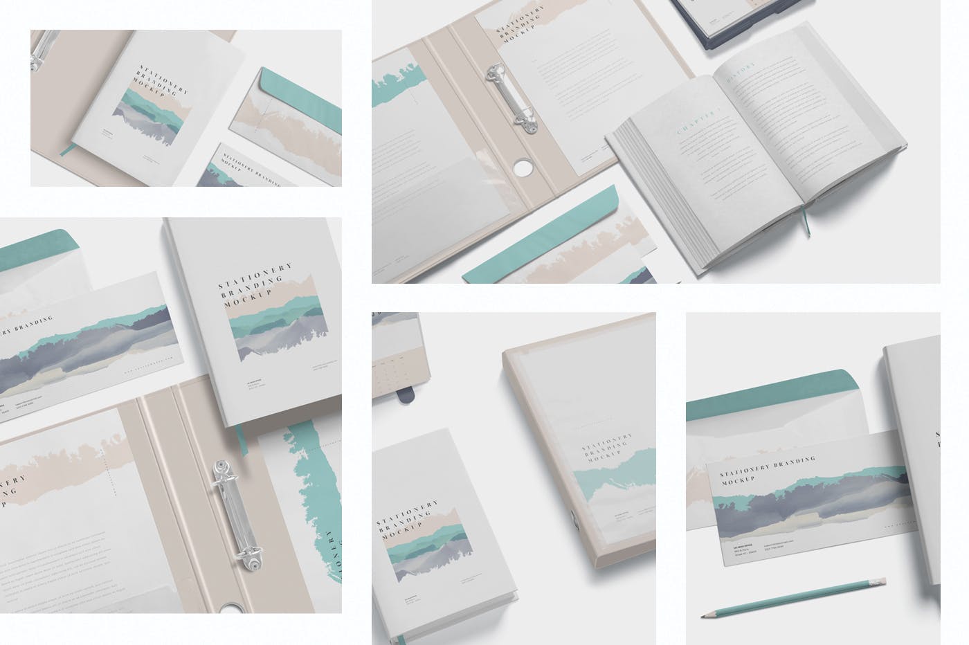 企业品牌VI设计预览办公用品样机模板 Stationery Branding Mockup Scenes插图(1)