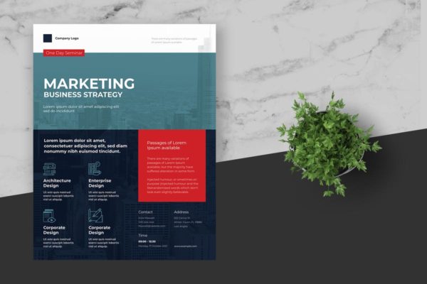 简约设计风格企业活动会议海报模板 Clean &amp; Minimal Business Event Flyer