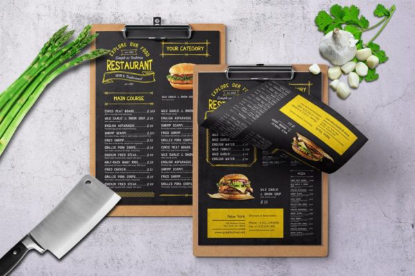 复古质朴单页菜单排版设计 Vintage A4 &amp; US Letter Single Page Menu Design