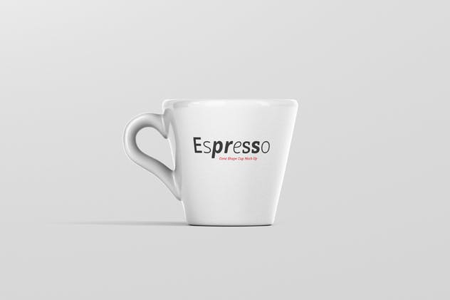 逼真咖啡杯马克杯样机模板 Espresso Cup Mockup – Cone Shape插图(6)
