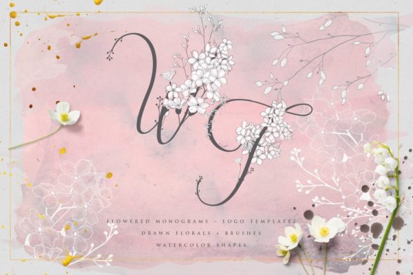 手绘花式单字字母和Logo设计素材收藏 Flowered Monogram &amp; Logo Collection