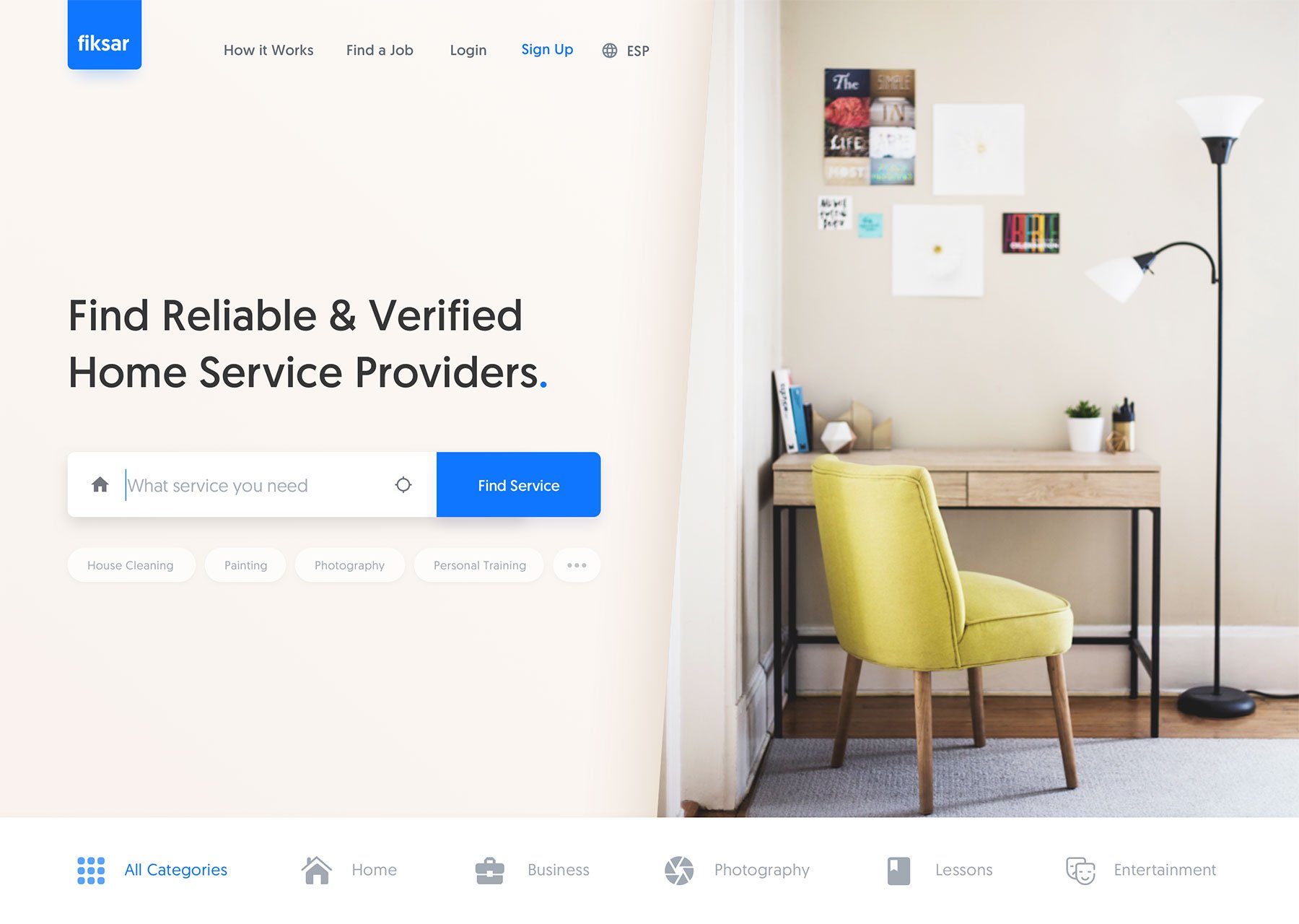 Fiksar 家庭服务着陆页