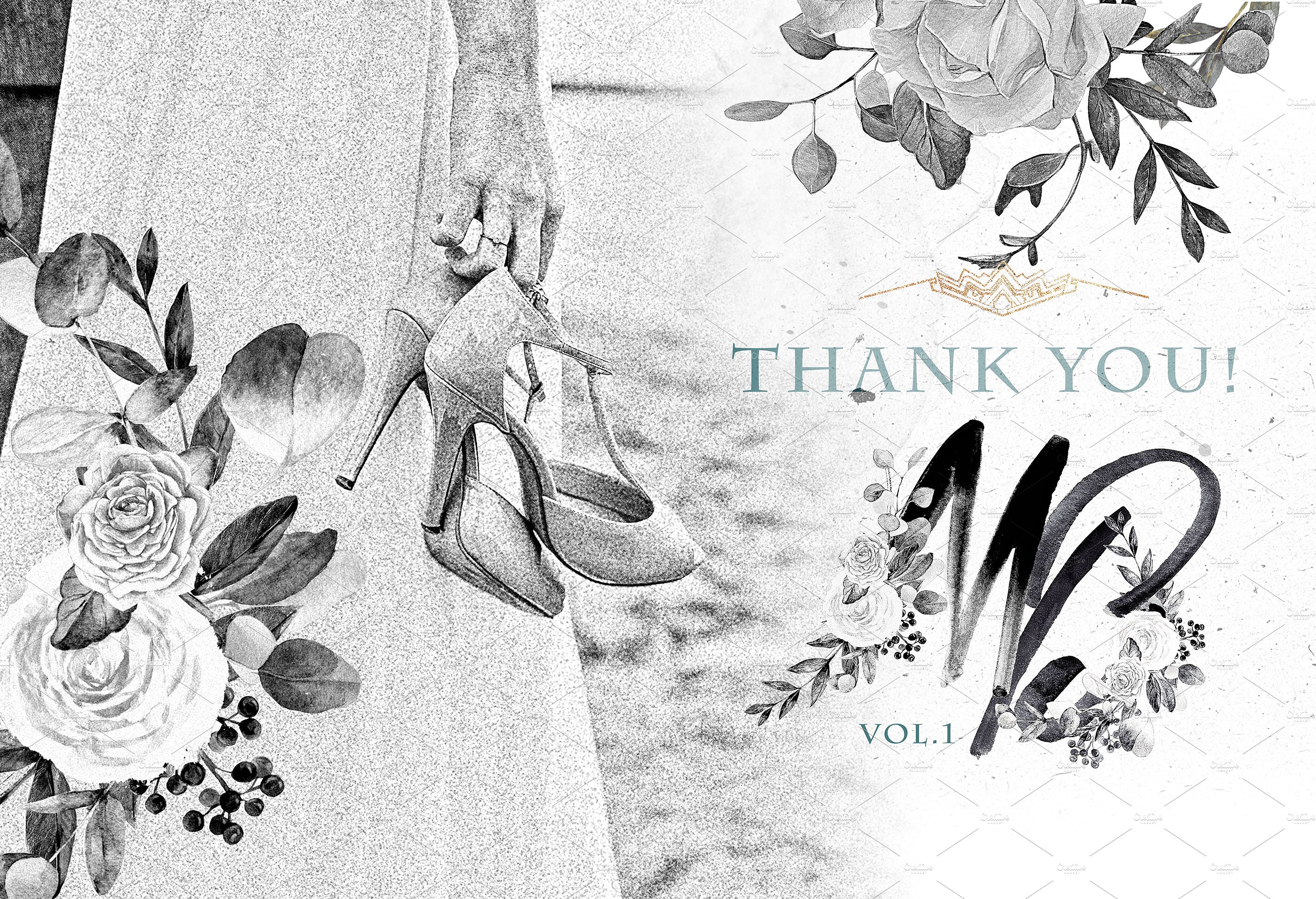 灰色字母&花卉水彩套装 Monograms & bouquets vol.1 Artarian插图(15)