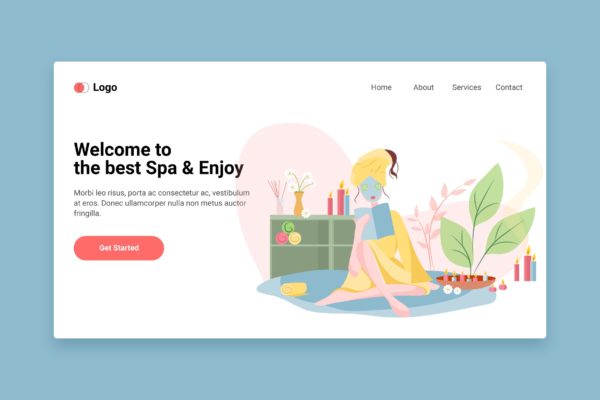 SPA美容主题矢量插画网站着陆页设计模板v4 Spa flat web template for Landing page
