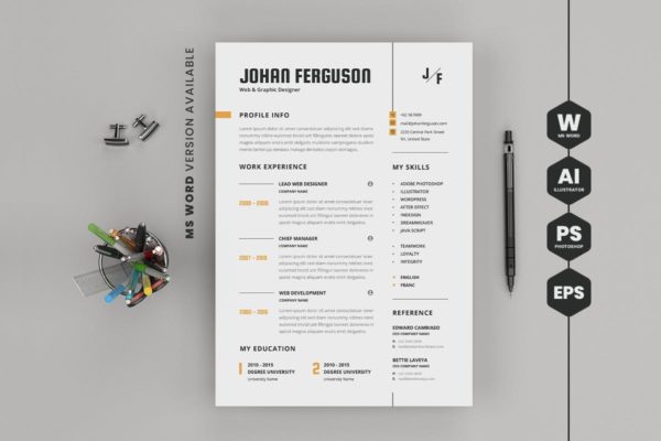 网站&amp;平面设计师应聘简历模板 CV Resume