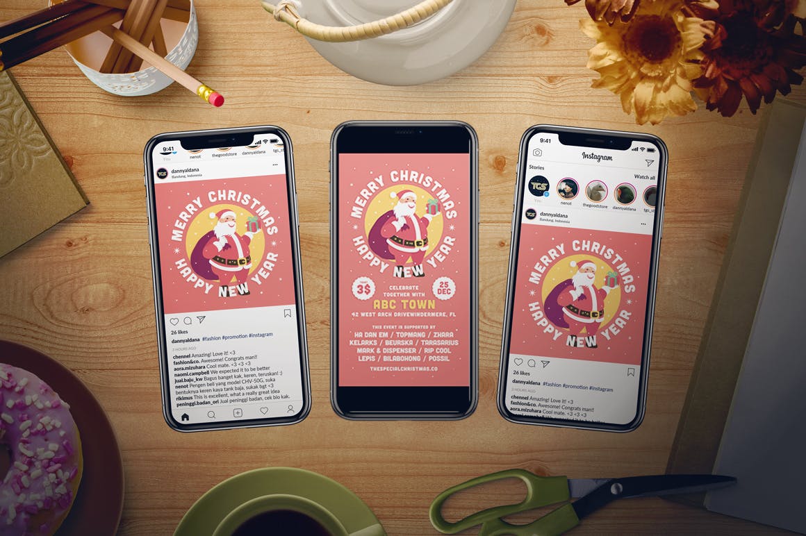 圣诞老人圣诞节主题活动海报传单模板 Christmas Flyer Set插图(2)