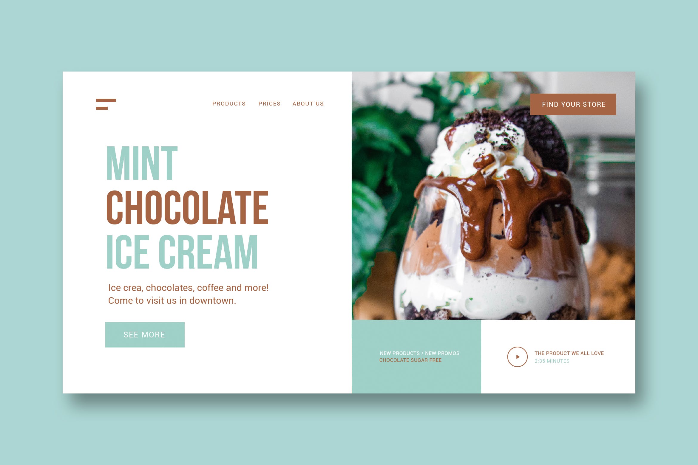 雪糕甜点店网站着陆页设计素材库精选模板 Restaurant – Landing Page插图
