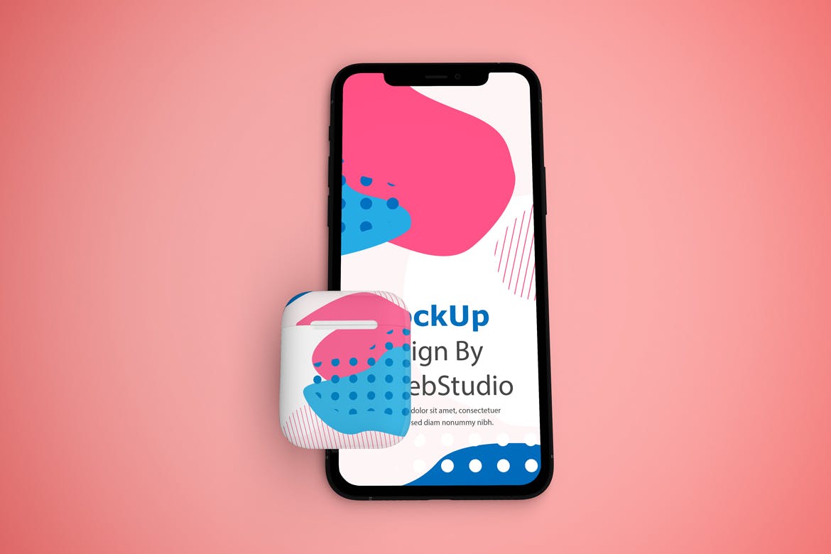 创意设计风格iPhone 11 & AirPods样机模板 iPhone 11 & AirPods Mockup插图(5)