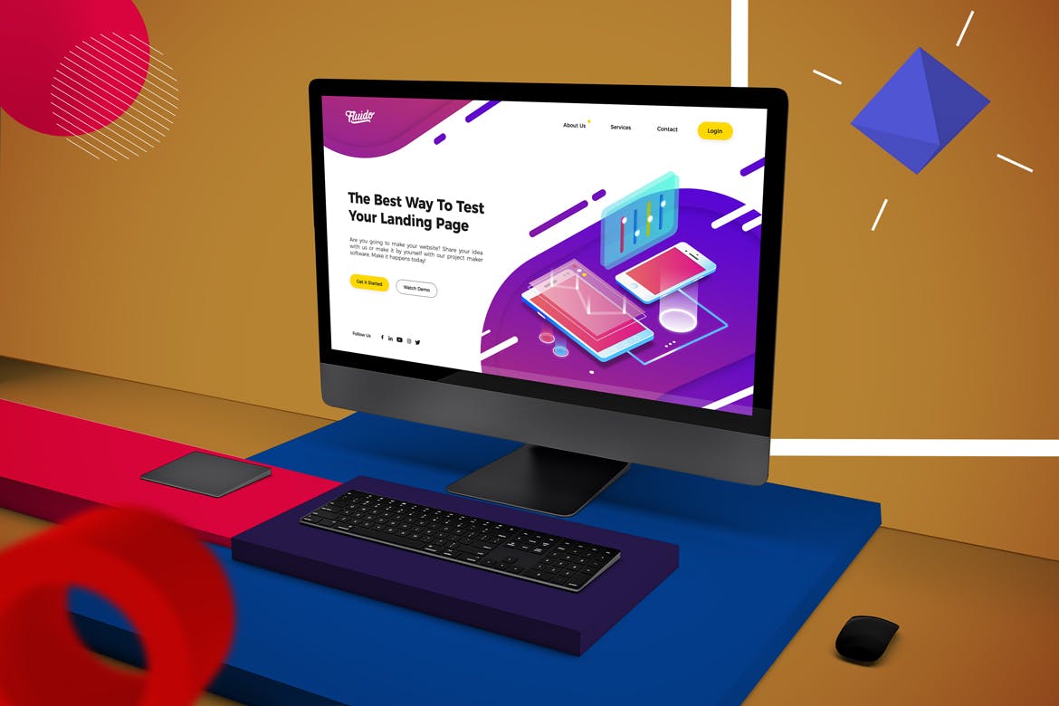 抽象场景iMac Pro一体机电脑屏幕预览素材库精选样机v2 Abstract iMac Pro V.2 Mockup插图(7)