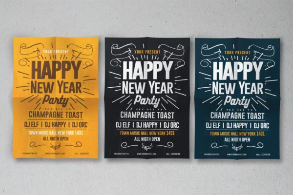 庆祝新年海报设计模板 Happy New Year Flyer