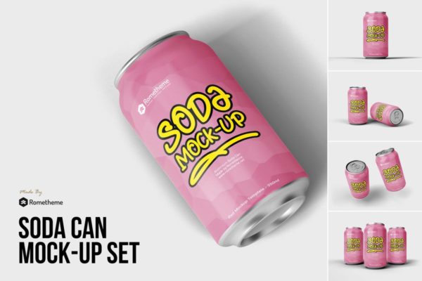 苏打汽水易拉罐外观设计样机 Soda can mockup vol.1