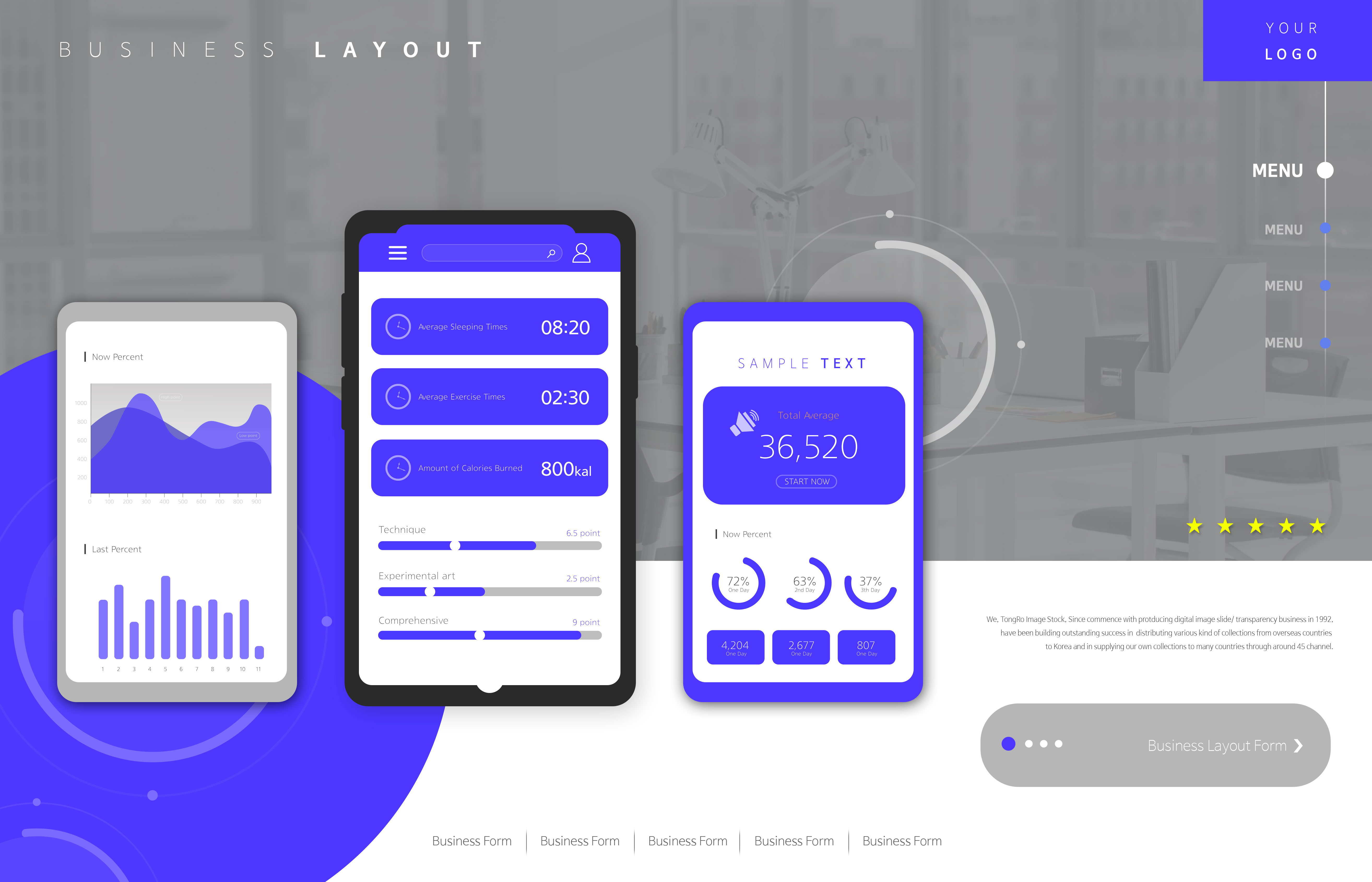 商业企业网站主页布局设计PSD模板插图