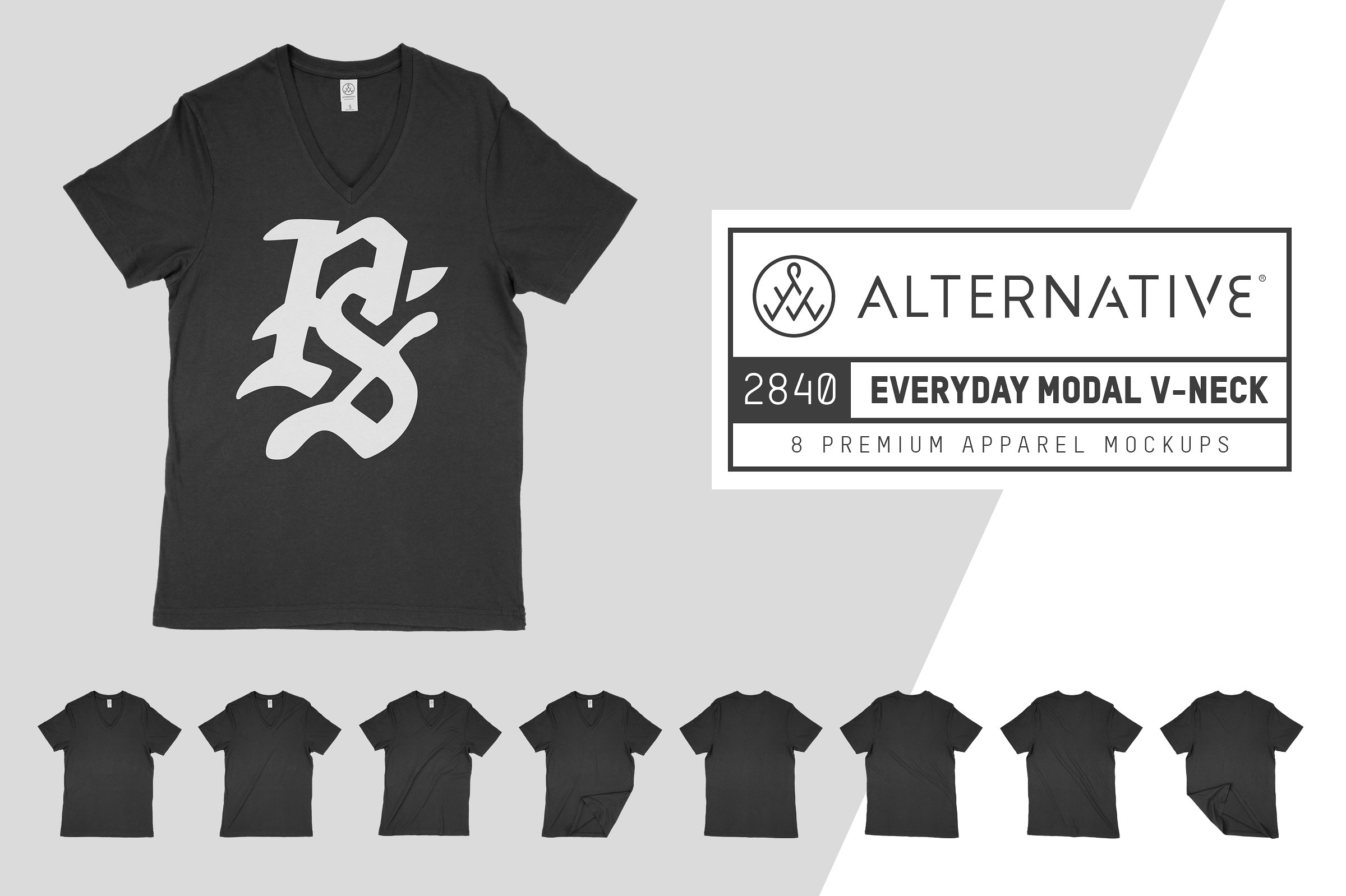 女士V领T恤服装样机 Alternative 2840 Ladies Modal V-Neck插图